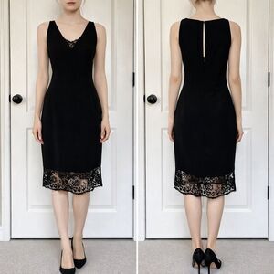 Ralph Lauren Womens Classic Black Lace
Trim Sheath Dress Elegant Cocktail Size 6